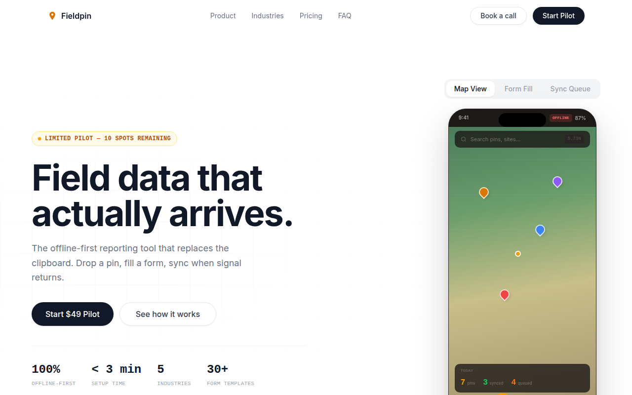 FieldPin — offline-first field reporting screenshot